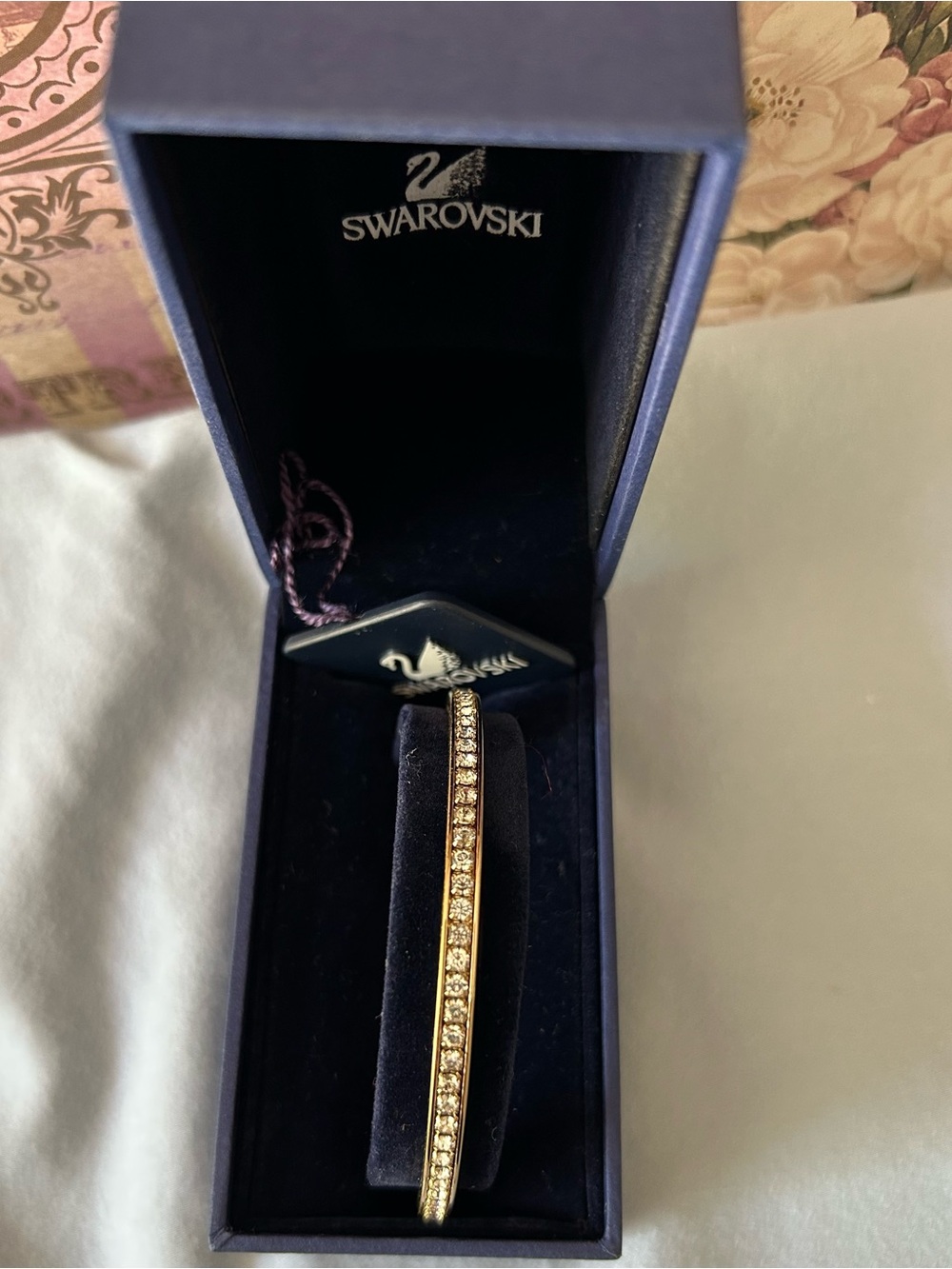 Swarovski Gold and Clear Crystal Line Bracelet - Picture 3 of 14